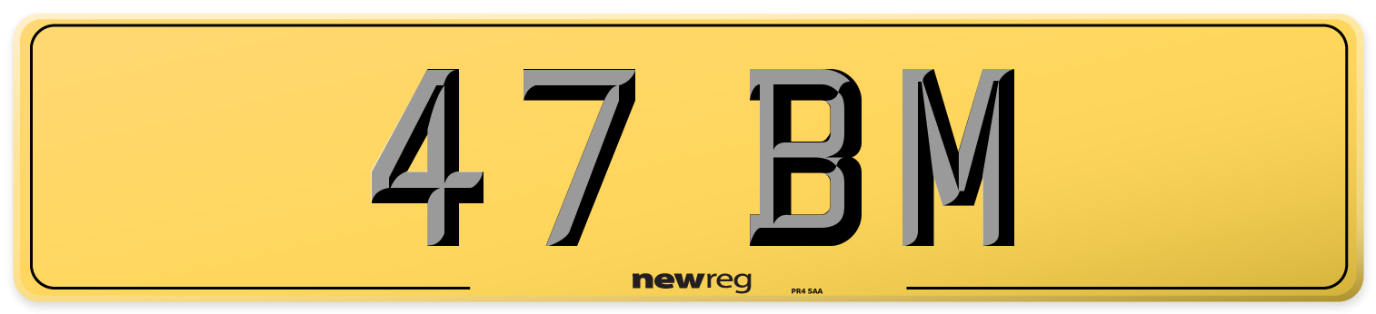 47 BM Rear Number Plate