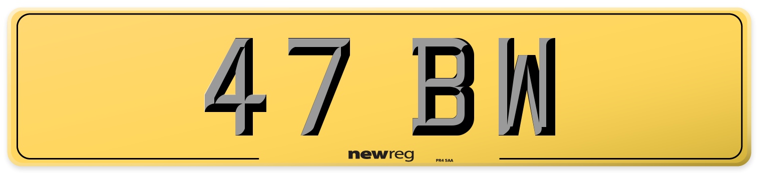 47 BW Rear Number Plate