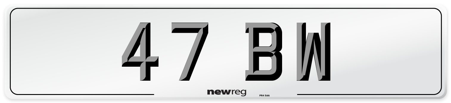47 BW Front Number Plate