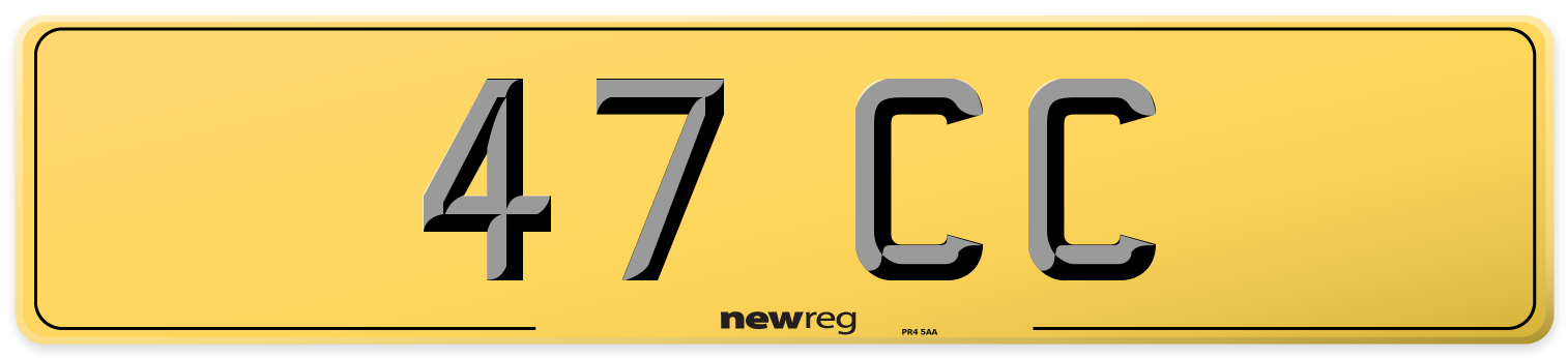 47 CC Rear Number Plate