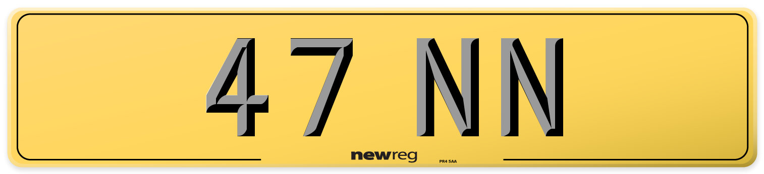 47 NN Rear Number Plate