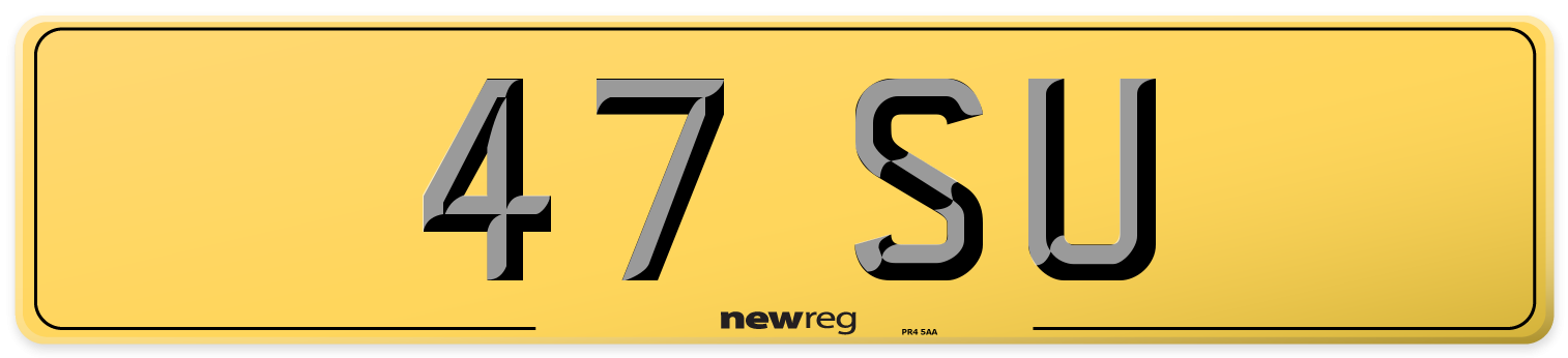 47 SU Rear Number Plate