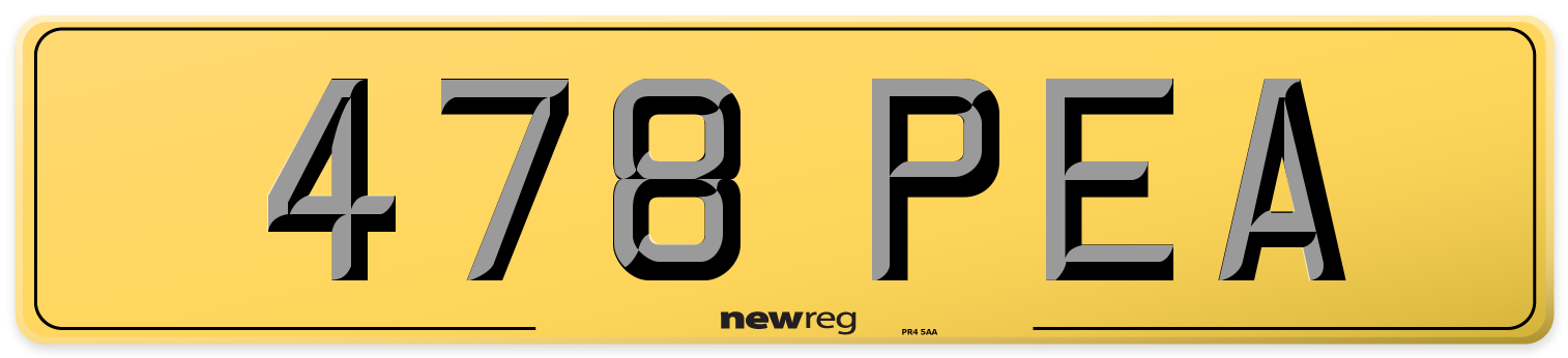 478 PEA Rear Number Plate