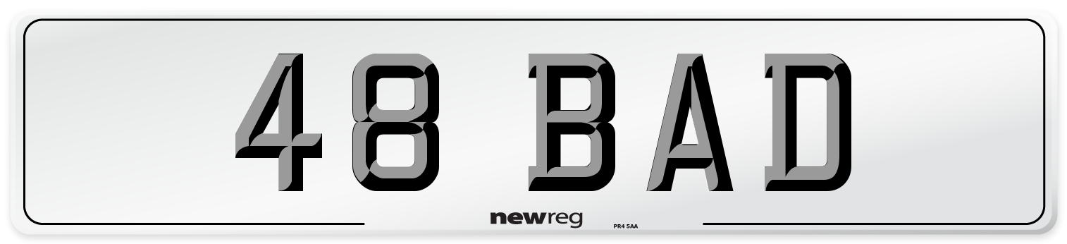48 BAD Front Number Plate