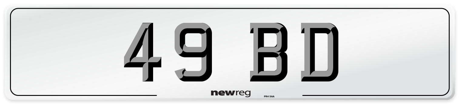 49 BD Front Number Plate