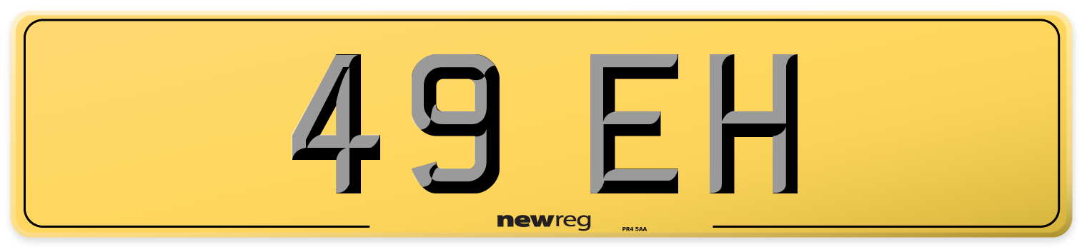 49 EH Rear Number Plate