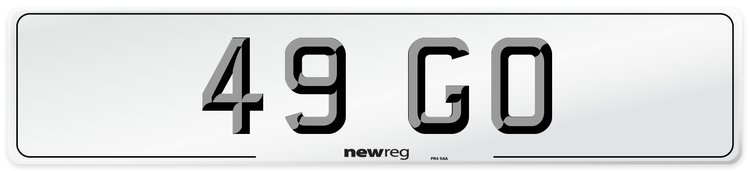 49 GO Front Number Plate