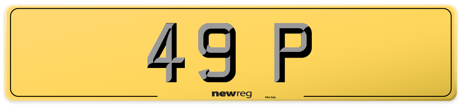 49 P Rear Number Plate