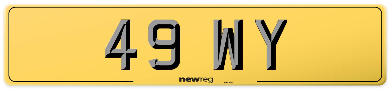 49 WY Rear Number Plate