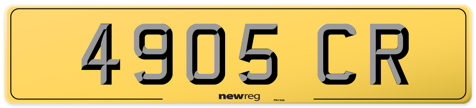 4905 CR Rear Number Plate