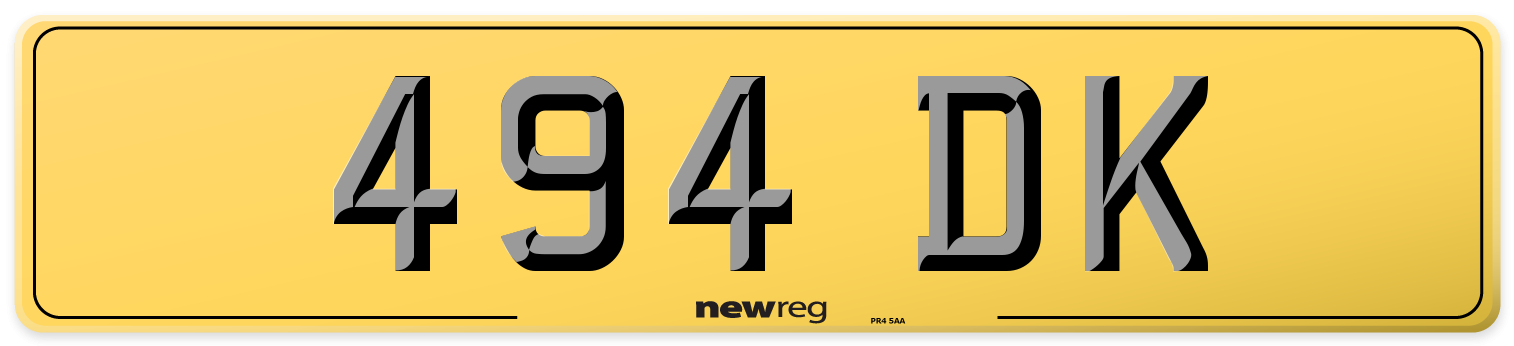 494 DK Rear Number Plate