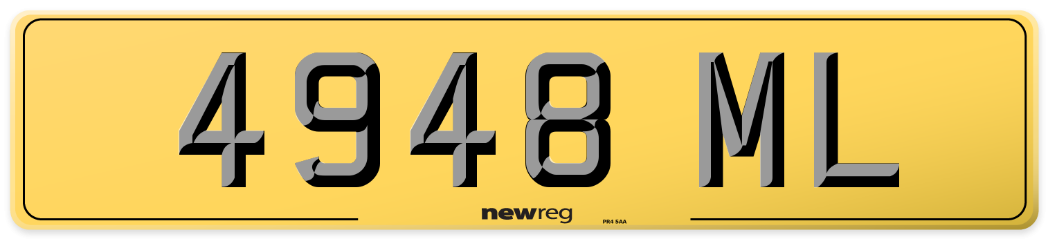 4948 ML Rear Number Plate
