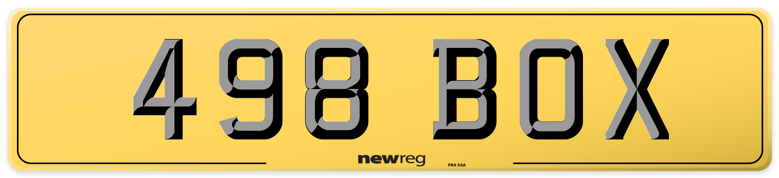 498 BOX Rear Number Plate