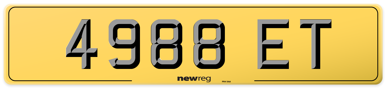 4988 ET Rear Number Plate