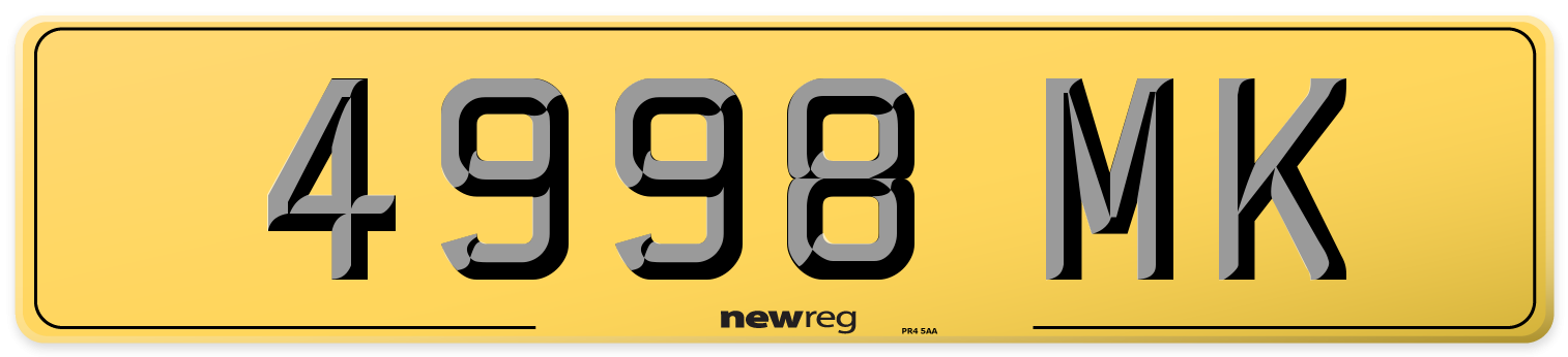 4998 MK Rear Number Plate