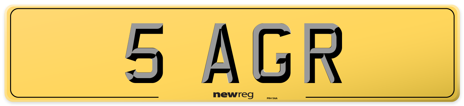5 AGR Rear Number Plate