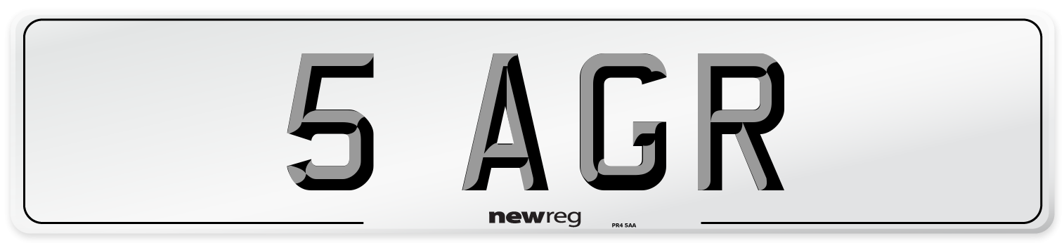 5 AGR Front Number Plate