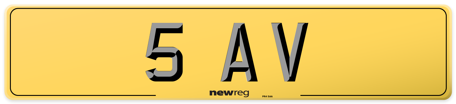 5 AV Rear Number Plate