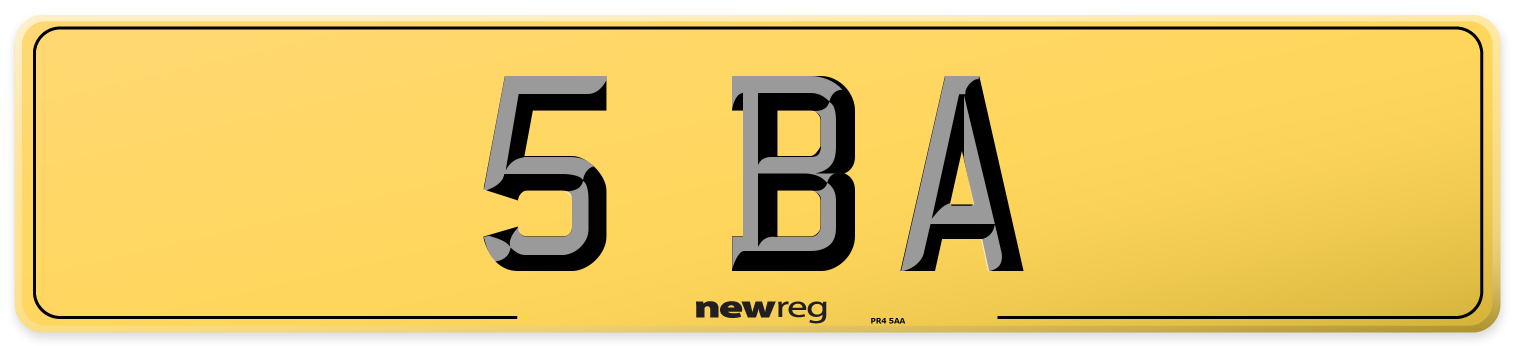 5 BA Rear Number Plate