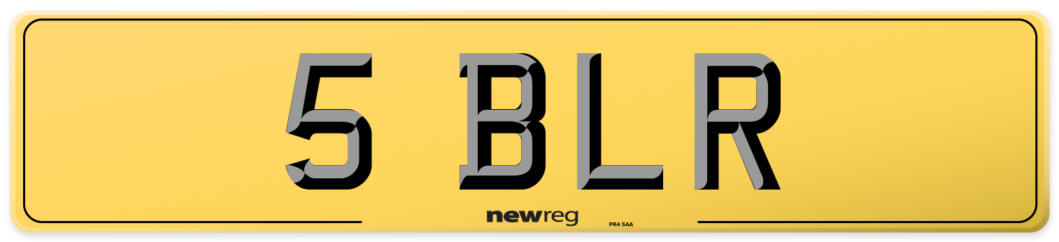 5 BLR Rear Number Plate