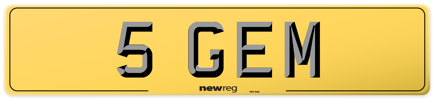5 GEM Rear Number Plate