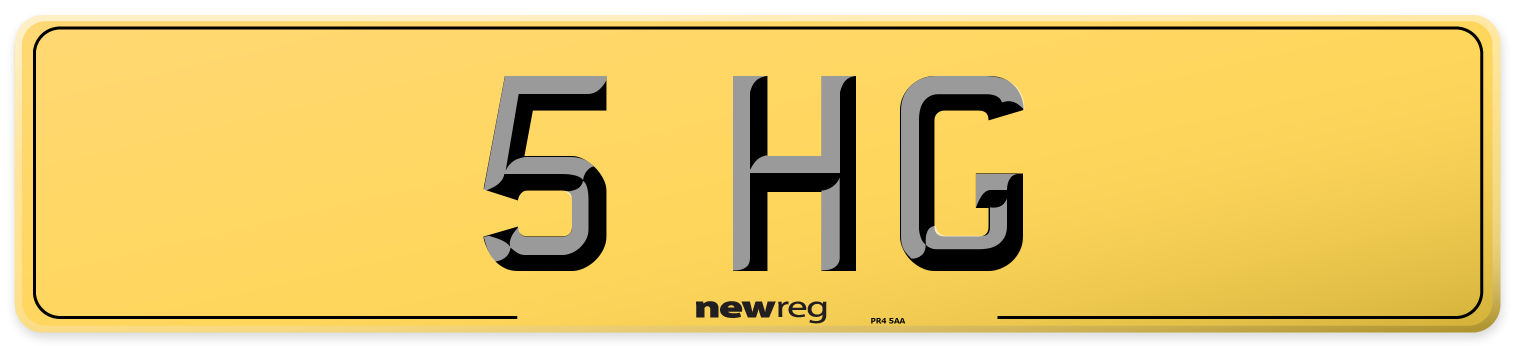 5 HG Rear Number Plate