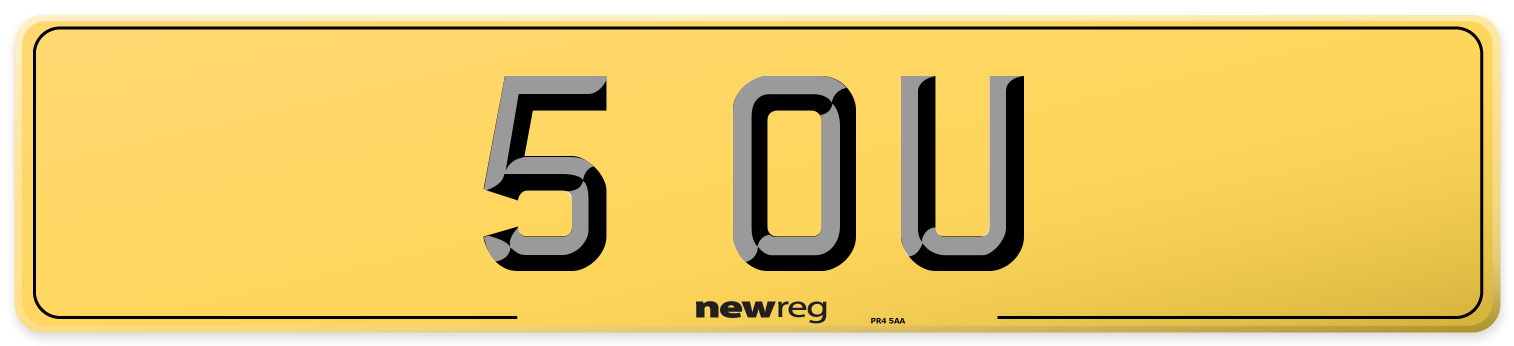 5 OU Rear Number Plate