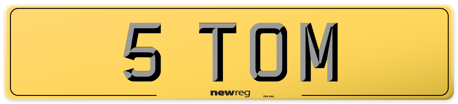 5 TOM Rear Number Plate