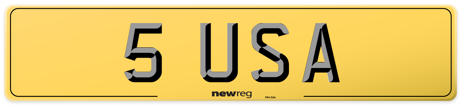 5 USA Rear Number Plate