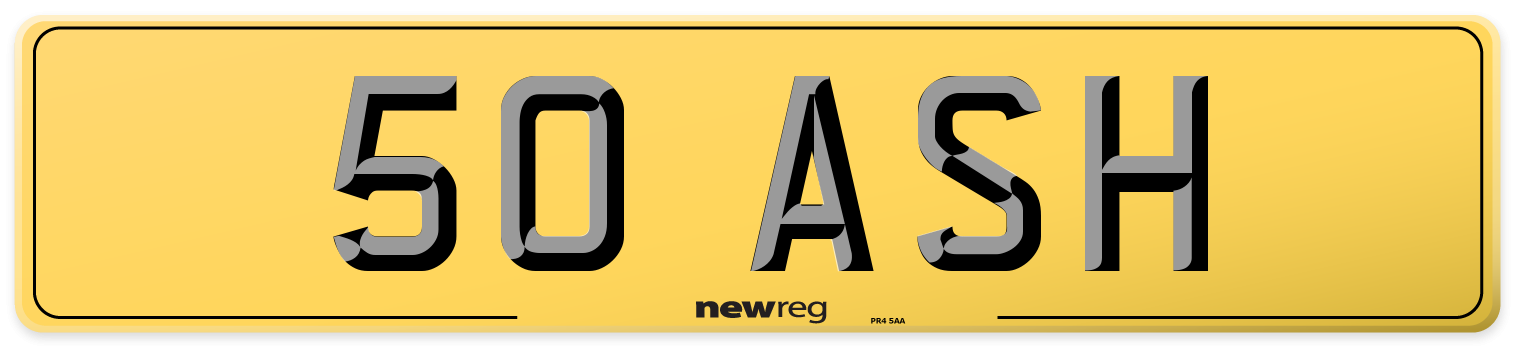 50 ASH Rear Number Plate