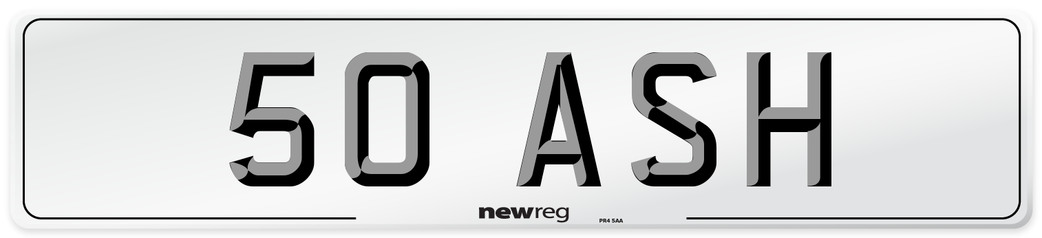 50 ASH Front Number Plate