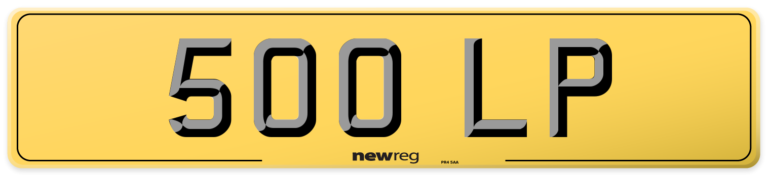 500 LP Rear Number Plate