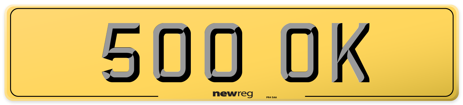 500 OK Rear Number Plate