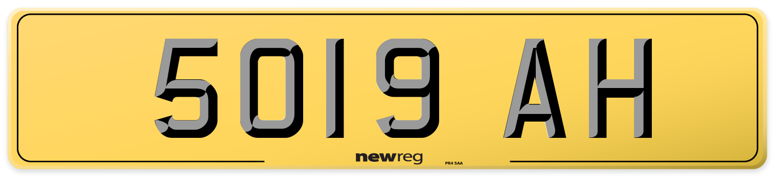 5019 AH Rear Number Plate