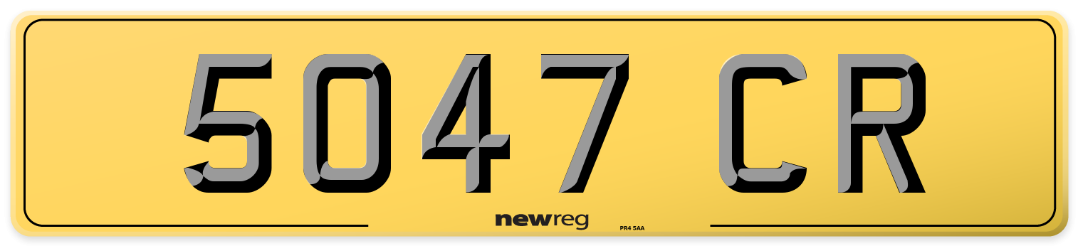 5047 CR Rear Number Plate