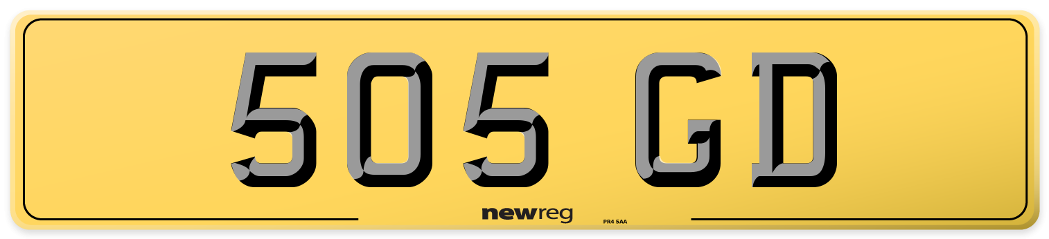 505 GD Rear Number Plate