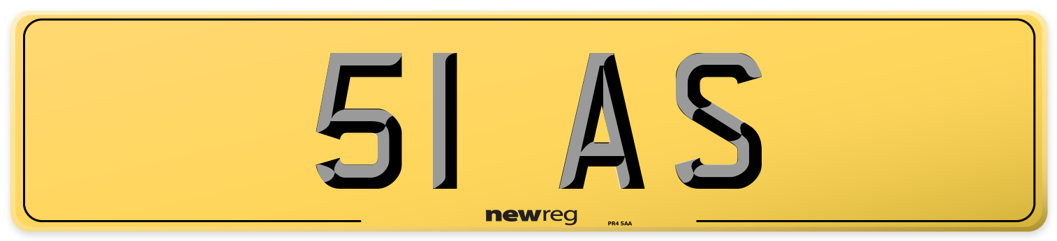 51 AS Rear Number Plate