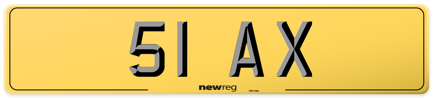 51 AX Rear Number Plate