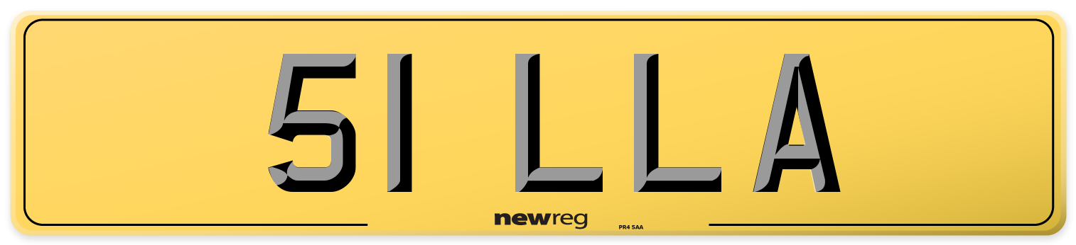 51 LLA Rear Number Plate