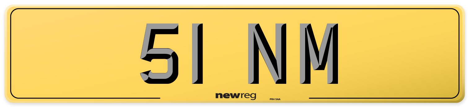51 NM Rear Number Plate