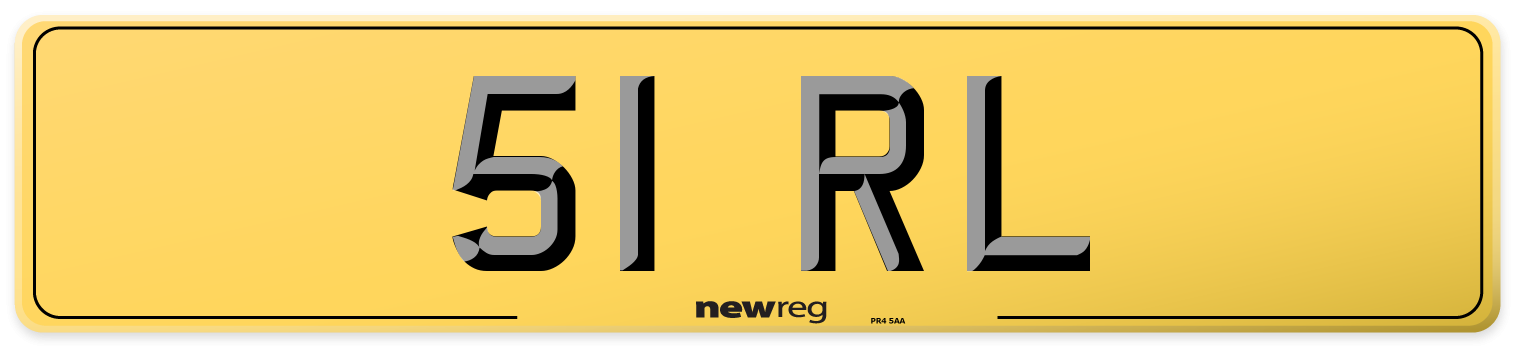 51 RL Rear Number Plate