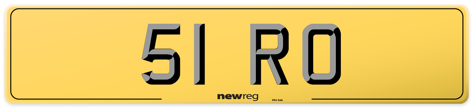 51 RO Rear Number Plate