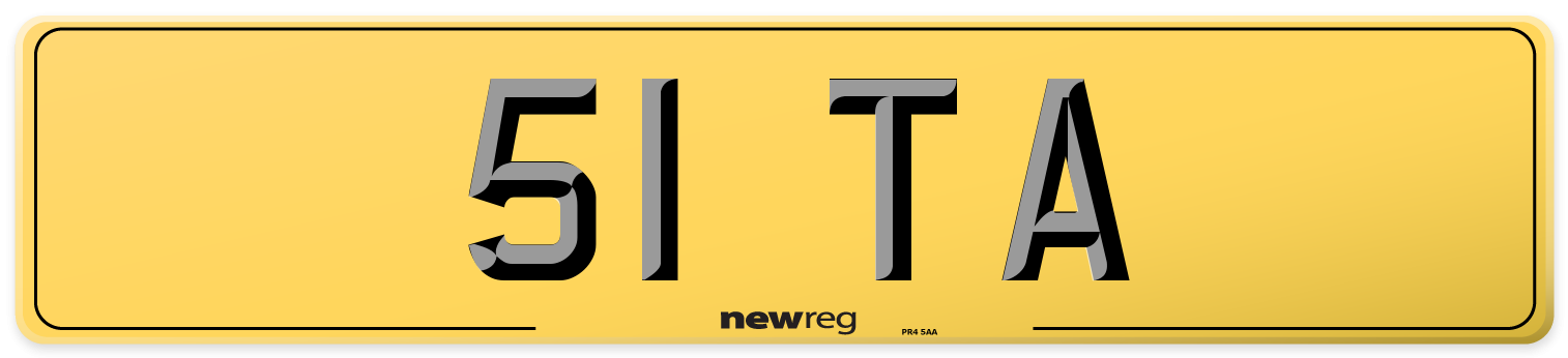 51 TA Rear Number Plate