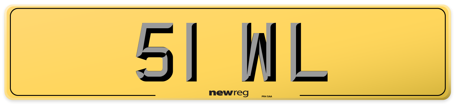 51 WL Rear Number Plate
