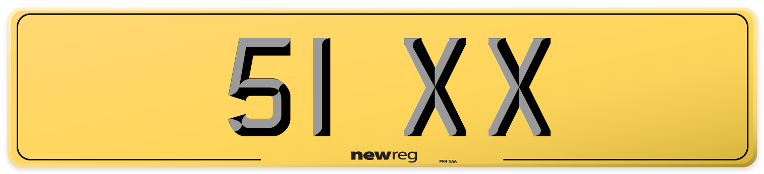 51 XX Rear Number Plate
