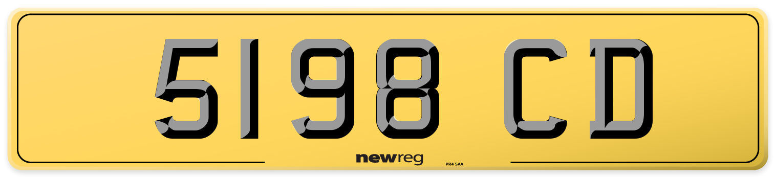 5198 CD Rear Number Plate