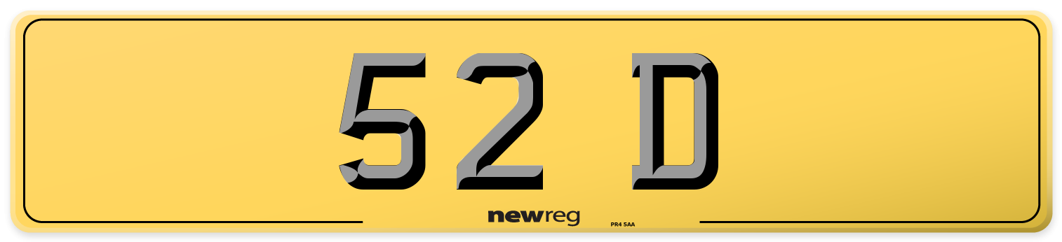 52 D Rear Number Plate