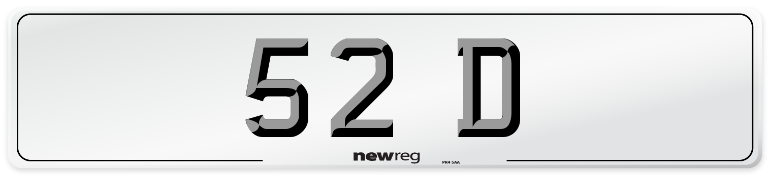 52 D Front Number Plate