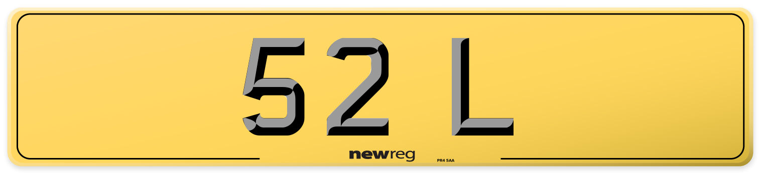52 L Rear Number Plate