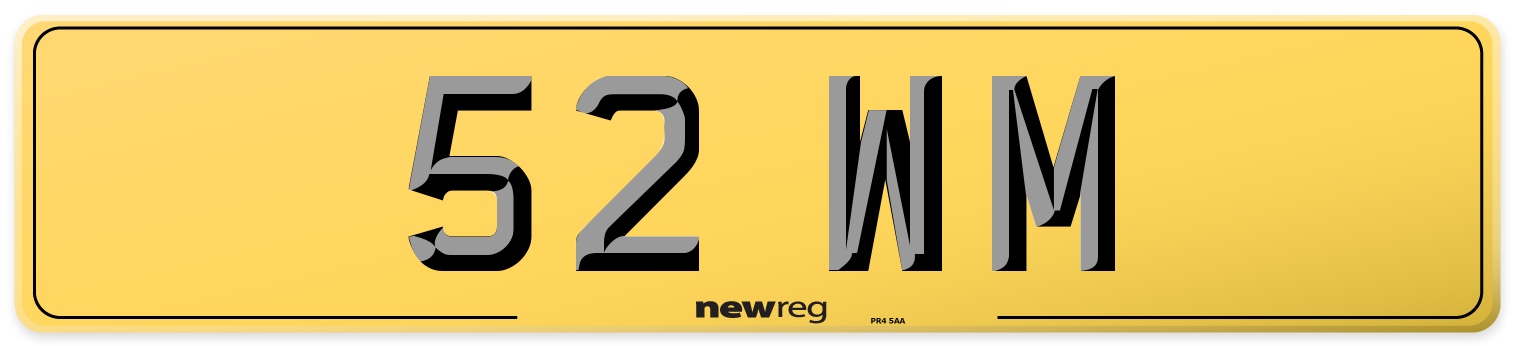 52 WM Rear Number Plate